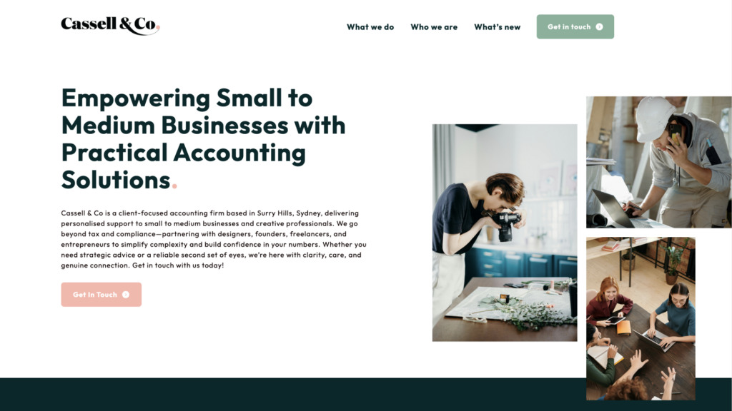Cassell & Co website design and marketing support by Accountant Website - Homepage for accounting solutions