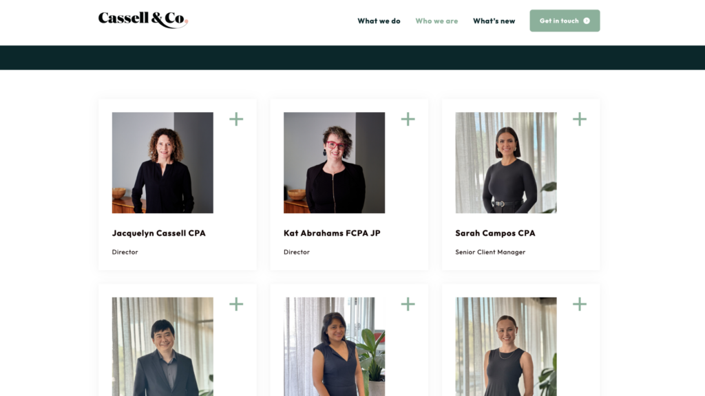 Cassell & Co website design and marketing support by Accountant Website - Team and bio page