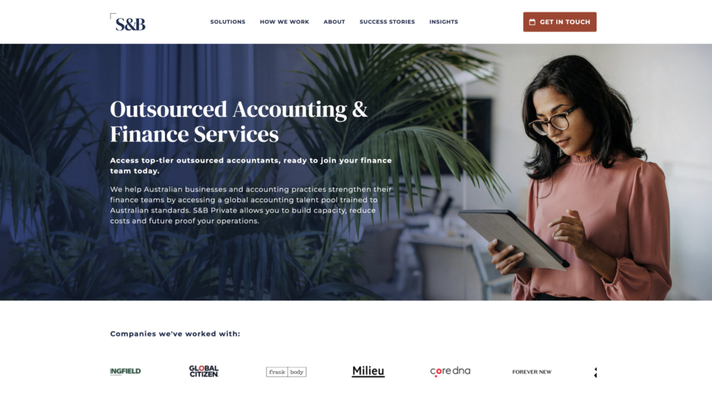 S&B Private website design and marketing support by Accountant Website - Homepage for accountants