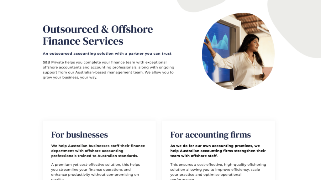 S&B Private website design and marketing support by Accountant Website - Outsourced and offshore finance and accounting services
