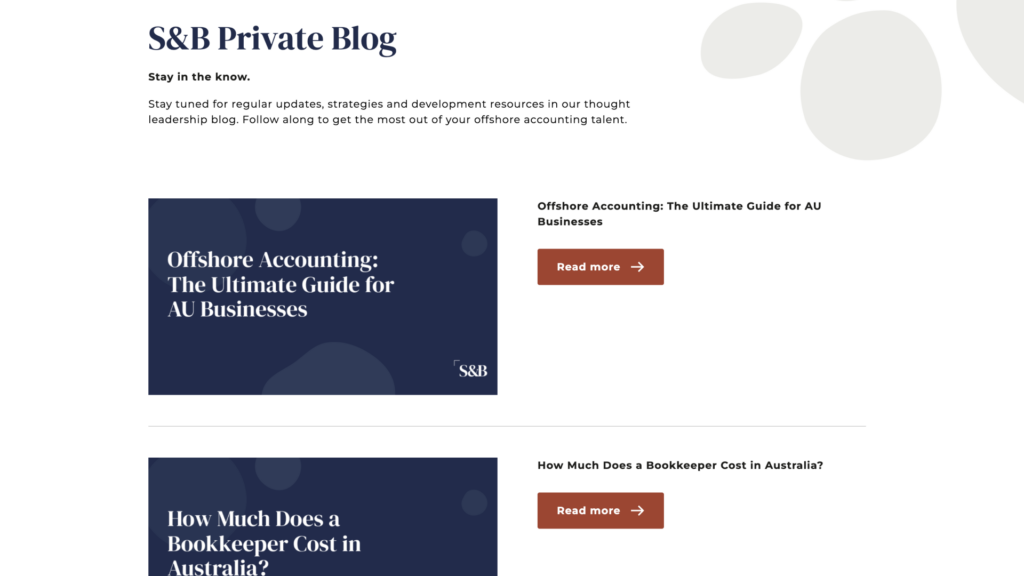 S&B Private website design and marketing support by Accountant Website - Blog for marketing and SEO